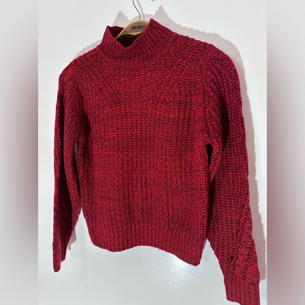 John + Jenn Red Turtleneck Sweater with Chunky Knit